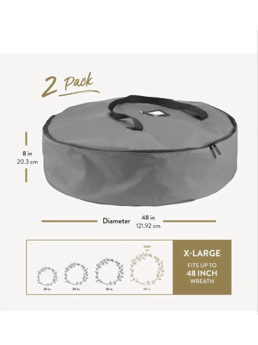 NEW 2 Pack Oxford Christmas Wreath Storage Container 48” Bag